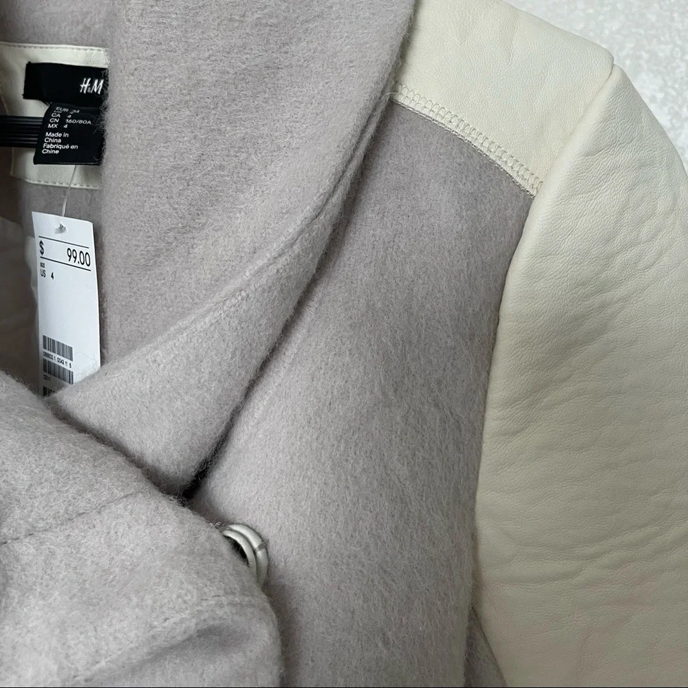 Cream leather & lavender cotton leaver jacket - Picture 8 of 13